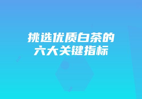 挑选优质白茶的六大关键指标