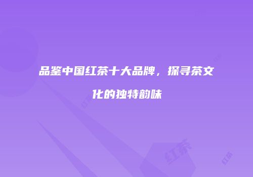 品鉴中国红茶十大品牌，探寻茶文化的独特韵味