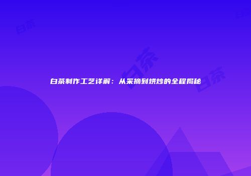 白茶制作工艺详解：从采摘到烘炒的全程揭秘