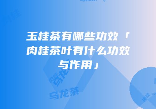 玉桂茶有哪些功效「肉桂茶叶有什么功效与作用」