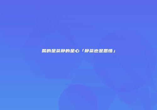 喝的是茶静的是心「静茶也是思悟」