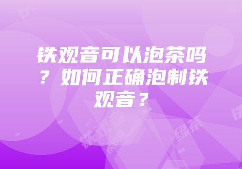铁观音可以泡茶吗？如何正确泡制铁观音？