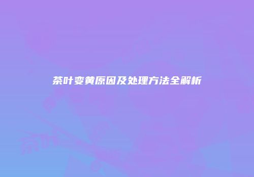 茶叶变黄原因及处理方法全解析