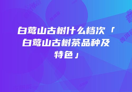 白莺山古树什么档次「白莺山古树茶品种及特色」