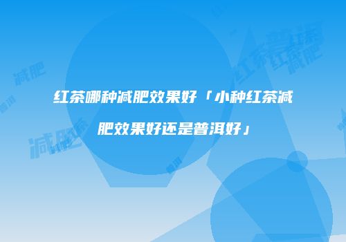 红茶哪种减肥效果好「小种红茶减肥效果好还是普洱好」