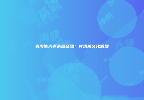 袁海波大师茶道经验：传承茶文化精髓