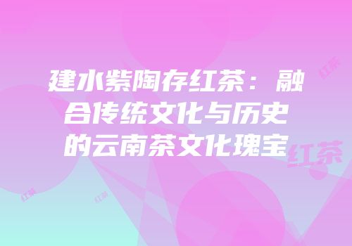 建水紫陶存红茶：融合传统文化与历史的云南茶文化瑰宝