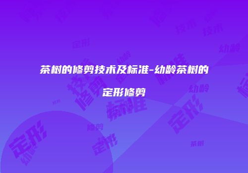 茶树的修剪技术及标准-幼龄茶树的定形修剪
