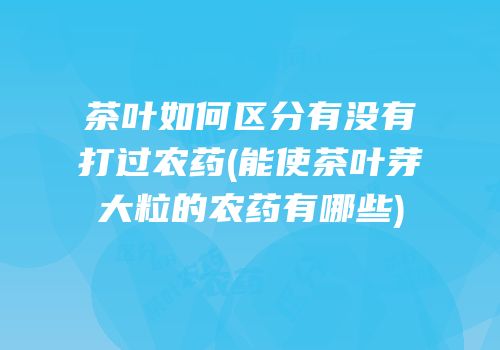 茶叶如何区分有没有打过农药(能使茶叶芽大粒的农药有哪些)