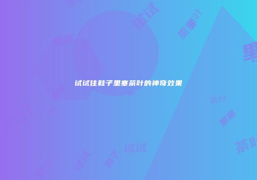 试试往鞋子里塞茶叶的神奇效果