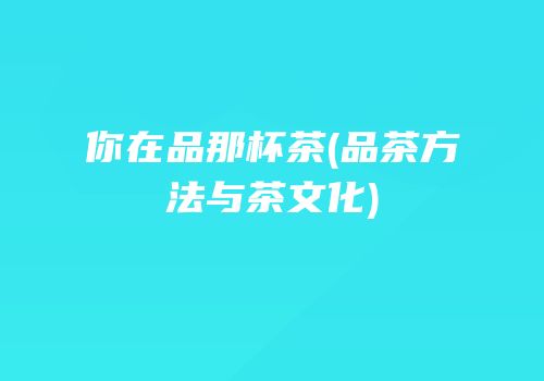 你在品那杯茶(品茶方法与茶文化)