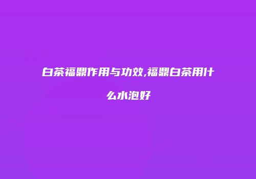 白茶福鼎作用与功效,福鼎白茶用什么水泡好