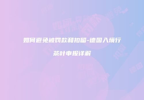 如何避免被罚款和扣留-德国入境行茶叶申报详解