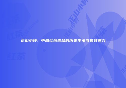 正山小种：中国红茶珍品的历史传承与独特魅力