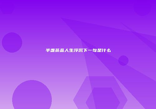 半盏茶品人生浮沉下一句是什么