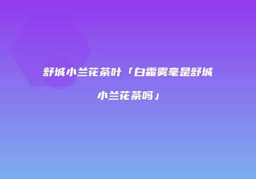 舒城小兰花茶叶「白霜雾毫是舒城小兰花茶吗」