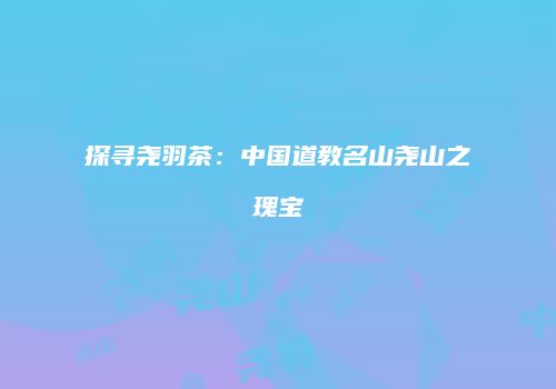 探寻尧羽茶：中国道教名山尧山之瑰宝