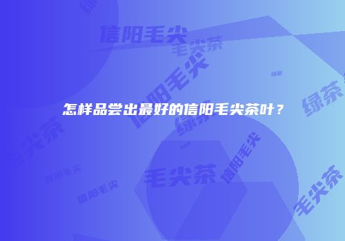 怎样品尝出最好的信阳毛尖茶叶？