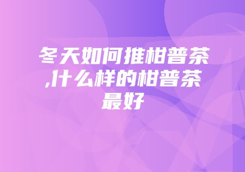 冬天如何推柑普茶,什么样的柑普茶最好