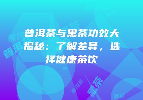 普洱茶与黑茶功效大揭秘：了解差异，选择健康茶饮