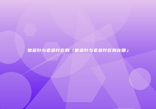 嫩茶叶与老茶叶区别「嫩茶叶与老茶叶区别在哪」