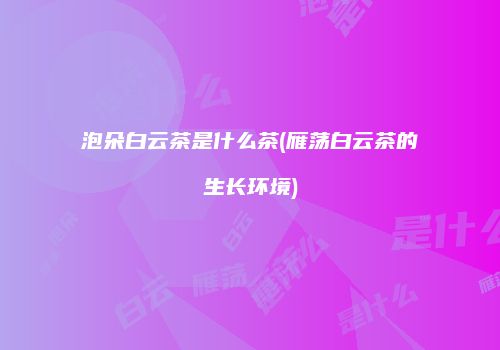 泡朵白云茶是什么茶(雁荡白云茶的生长环境)