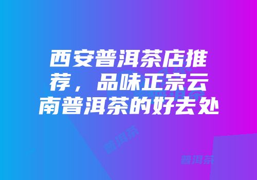 西安普洱茶店推荐，品味正宗云南普洱茶的好去处