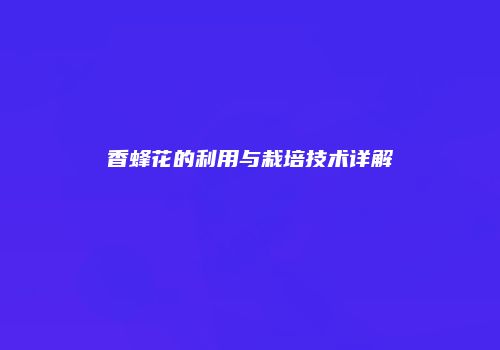 香蜂花的利用与栽培技术详解