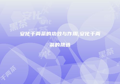 安化千两茶的功效与作用,安化千两茶的挑选