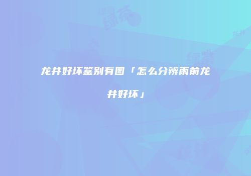龙井好坏鉴别有图「怎么分辨雨前龙井好坏」