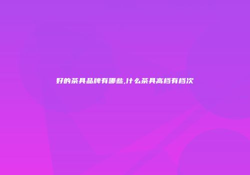好的茶具品牌有哪些,什么茶具高档有档次