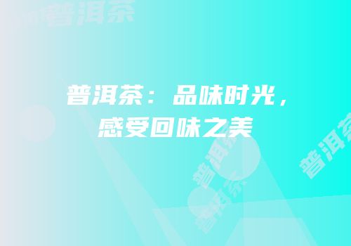 普洱茶：品味时光，感受回味之美