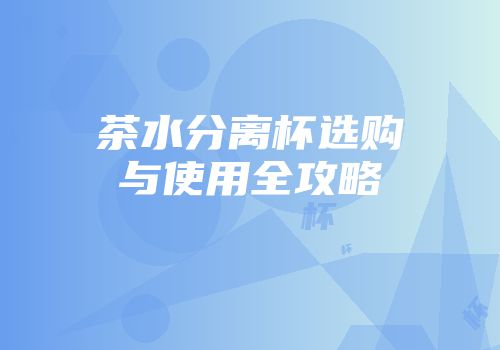 茶水分离杯选购与使用全攻略
