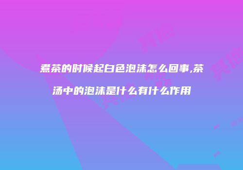 煮茶的时候起白色泡沫怎么回事,茶汤中的泡沫是什么有什么作用