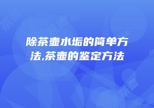除茶壶水垢的简单方法,茶壶的鉴定方法