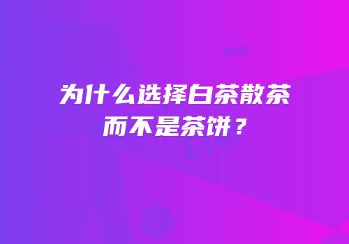 为什么选择白茶散茶而不是茶饼？