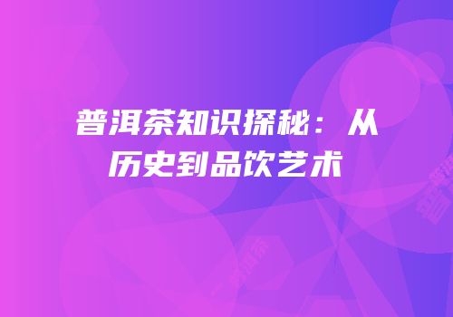 普洱茶知识探秘：从历史到品饮艺术