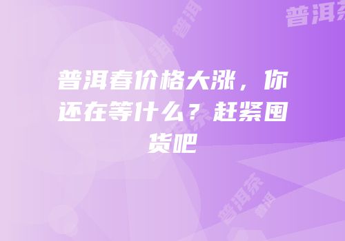 普洱春价格大涨，你还在等什么？赶紧囤货吧