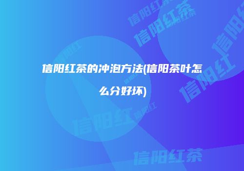 信阳红茶的冲泡方法(信阳茶叶怎么分好坏)