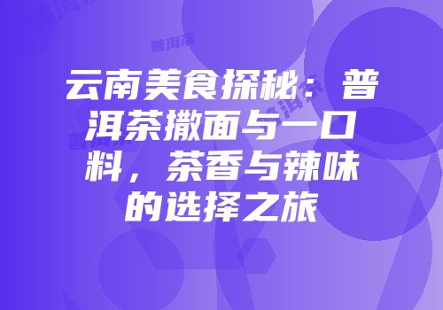 云南美食探秘：普洱茶撒面与一口料，茶香与辣味的选择之旅
