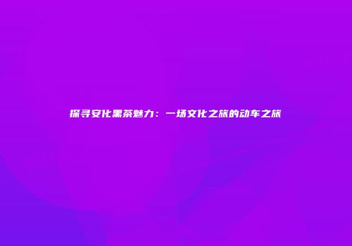 探寻安化黑茶魅力：一场文化之旅的动车之旅