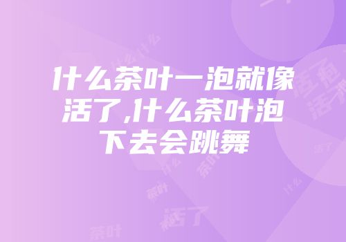 什么茶叶一泡就像活了,什么茶叶泡下去会跳舞