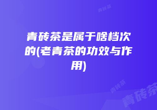 青砖茶是属于啥档次的(老青茶的功效与作用)