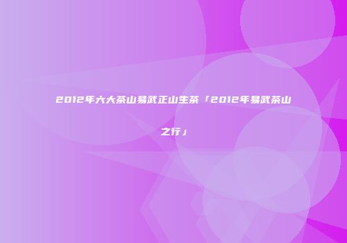 2012年六大茶山易武正山生茶「2012年易武茶山之行」