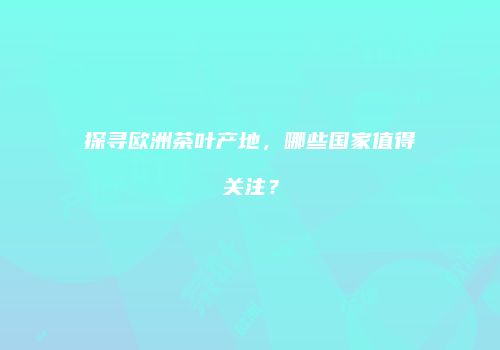 探寻欧洲茶叶产地，哪些国家值得关注？
