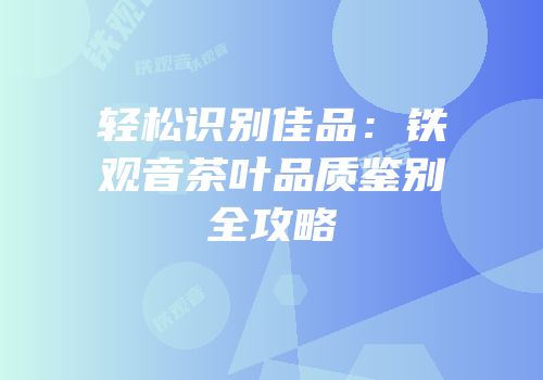 轻松识别佳品：铁观音茶叶品质鉴别全攻略