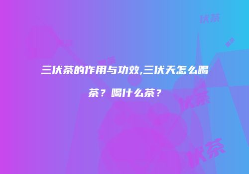 三伏茶的作用与功效,三伏天怎么喝茶？喝什么茶？
