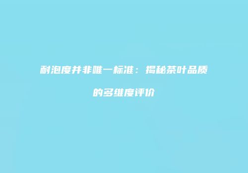 耐泡度并非唯一标准：揭秘茶叶品质的多维度评价