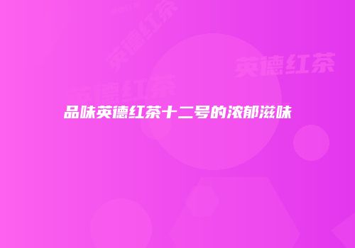 品味英德红茶十二号的浓郁滋味