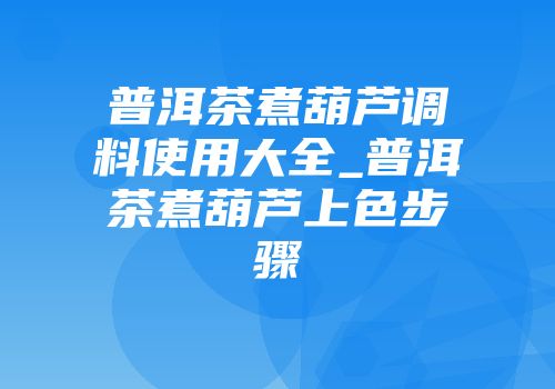 普洱茶煮葫芦调料使用大全_普洱茶煮葫芦上色步骤
